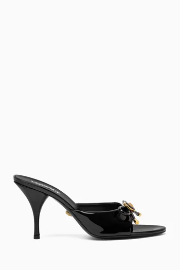 Opera 85 Bow Mule Sandals in Patent Leather