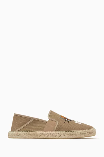 Lucky Tiger Embroidered Espadrilles in Canvas