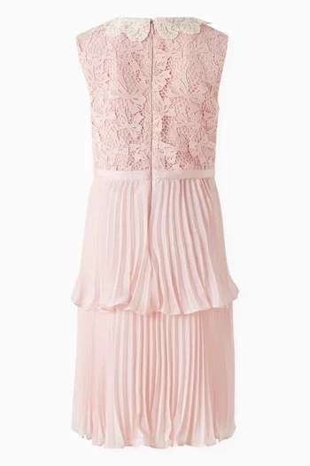 Lace Pleated Dress in Chiffon