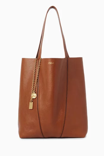 Medium Spin Tote Bag in Grained Leather