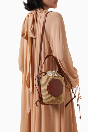 Small Horse Medal Basket Bag in Raffia