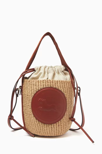 Small Horse Medal Basket Bag in Raffia