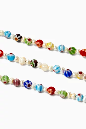 Pearl Beaded Necklace in Stainless Steel