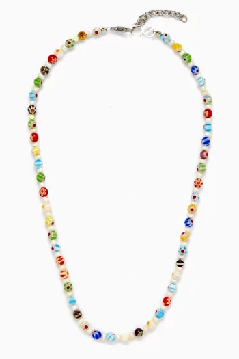 Pearl Beaded Necklace in Stainless Steel