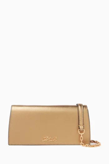 K/Signature Clutch in Metallic Leather