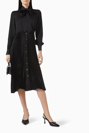 Pleated Shirt Dress in Viscose-blend
