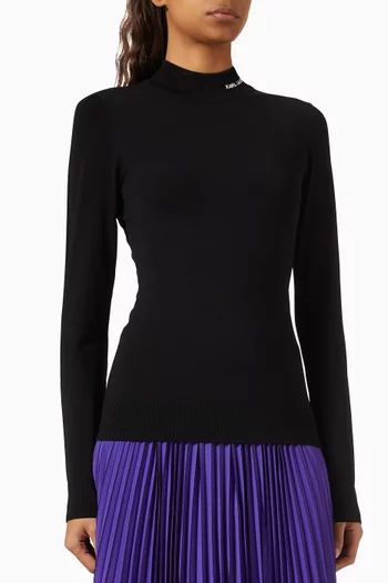 Turtleneck Knit Sweater in Recycled Viscose Blend