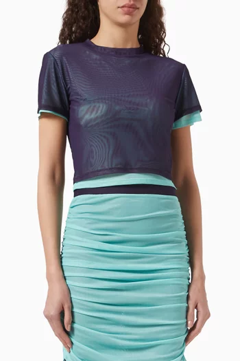 تي شيرت كيوبان نايتس بقصة قصيرة قماش شبكي