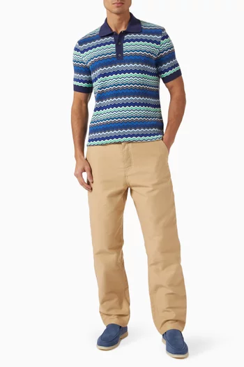 Micro Chevron Polo Shirt in Cotton