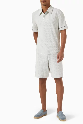 Zigzag Jacquard Polo Shirt in Cotton-blend Terry