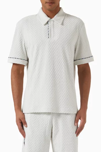 Zigzag Jacquard Polo Shirt in Cotton-blend Terry