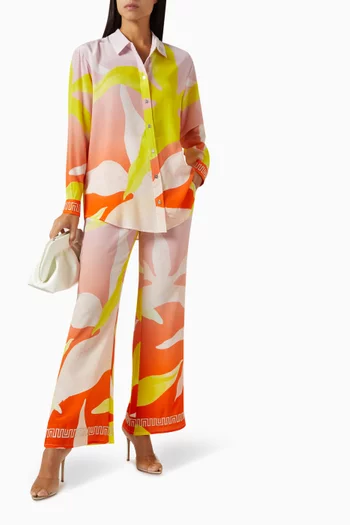 Dawn Oversized Floral Pants in Silk