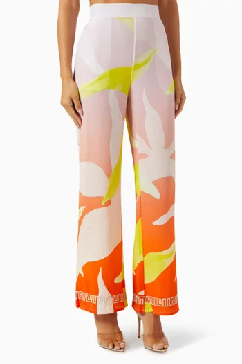 Dawn Oversized Floral Pants in Silk