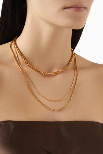 Layered Cascada Chain Necklace in 24kt Gold-plated Bronze