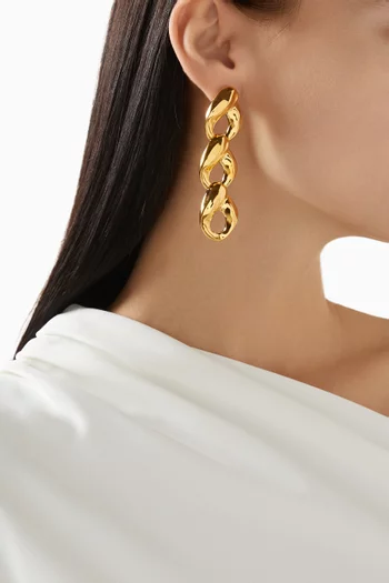 Link Chain Drop Earrings in 24kt Gold-plated Bronze
