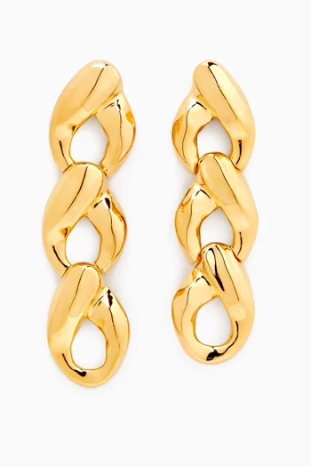 Link Chain Drop Earrings in 24kt Gold-plated Bronze