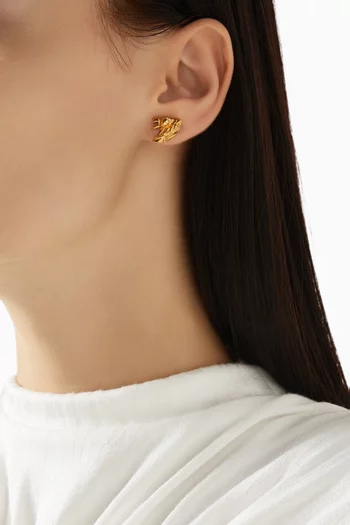 Leo Stud Earrings in 22kt Gold-plated Bronze