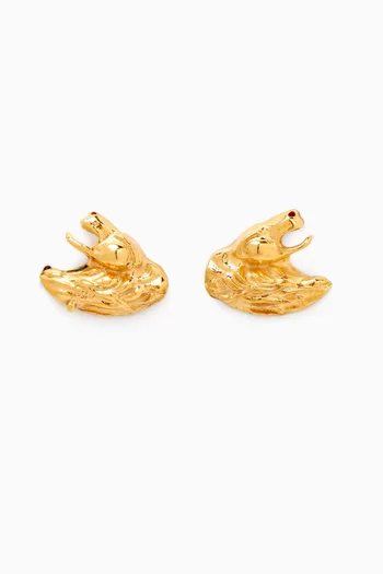 Leo Stud Earrings in 22kt Gold-plated Bronze