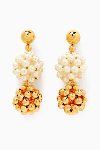 Nido Cluster Drop Earrings in 22kt Gold-plated Bronze