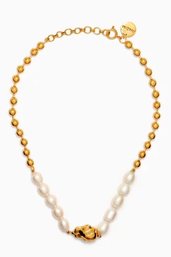 Storm's End Pearl Necklace in 22kt Gold-plated Bronze