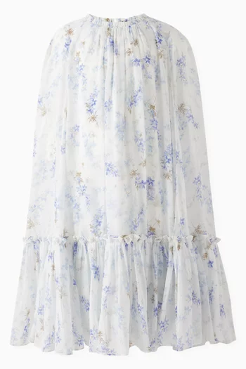 Ophelia Ditsy Cape Dress in Chiffon