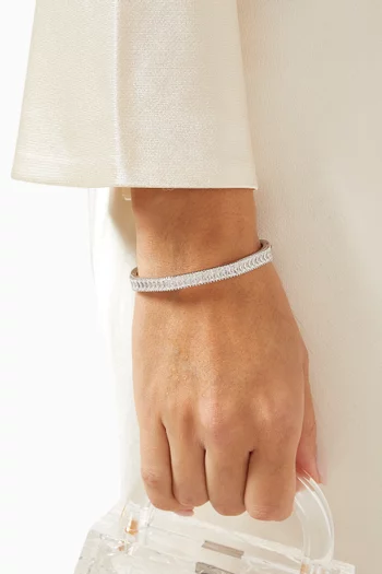 Matrix Bangle in Rhodium-plated Metal
