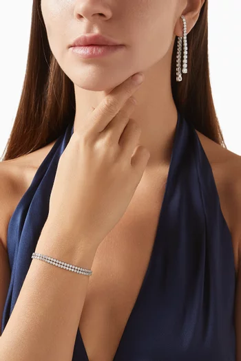 Matrix Double-row Bracelet in Rhodium-plated Metal