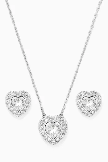 x Ariana Grande Heart Necklace & Earrings Set in Rhodium-plated Metal