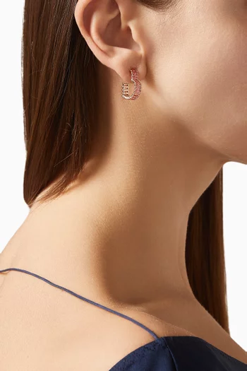 أقراط دائرية ماتريكس بتصميم قلب معدن مطلي بلون ذهبي