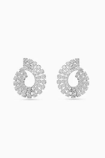 Matrix Crystal Hoop Earrings in Rhodium-plated Metal