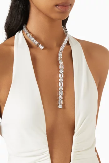 Millenia Crystal Long Necklace in Rhodium-plated Metal