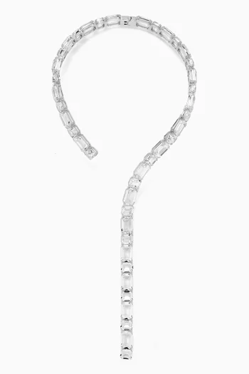 Millenia Crystal Long Necklace in Rhodium-plated Metal