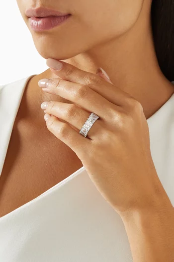 Matrix Crystal Band Ring in Rhodium-plated Metal