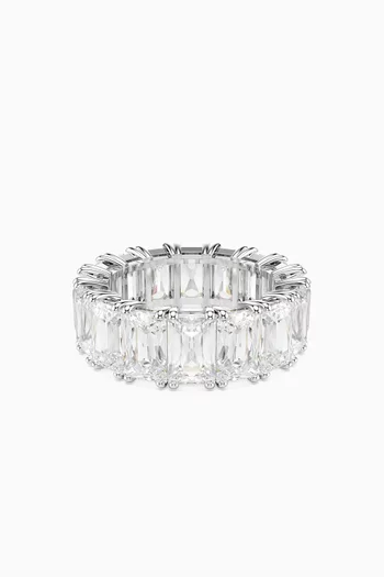 Matrix Crystal Band Ring in Rhodium-plated Metal