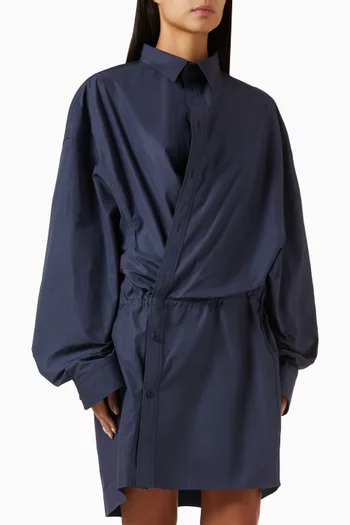 Mini Shirtdress in Denim in Poplin