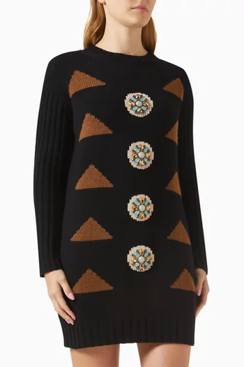 Maracas Knit Mini Dress in Wool Blend