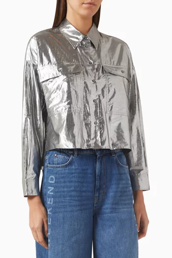 Aldeno Cropped Shirt in Lamé Cotton