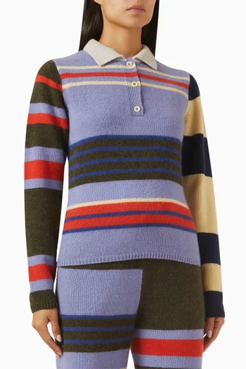 Chaos Striped Polo Top in Cashmere
