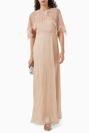 Beaded Cape Gown