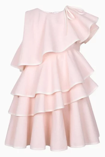 Ruffled One-Shoulder Dress in Cotton