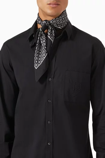 Logo-print Foulard in Silk-twill