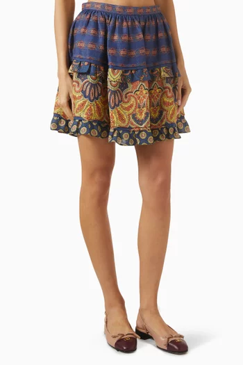 Paisley Mini Skirt in Linen