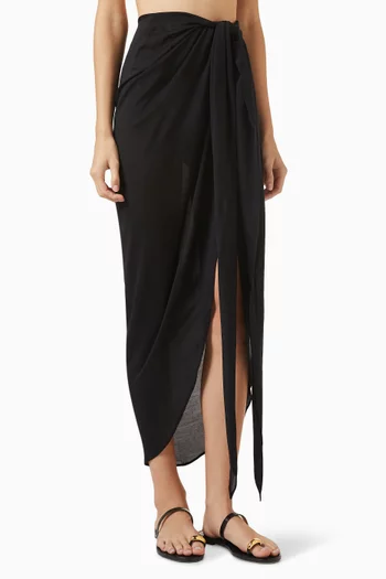 Cremona Tie-front Sarong Skirt in Viscose-blend