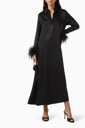 Luna Feather-trimmed Maxi Dress in EcoVero™ Rayon