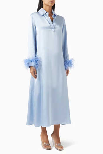 Luna Feather-trimmed Maxi Dress in EcoVero™ Rayon
