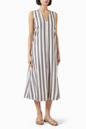 The Nisah Striped Maxi Dress in Cotton-viscose