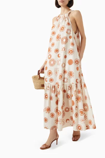 Ibiza Le Soleil Maxi Dress in Linen-cotton
