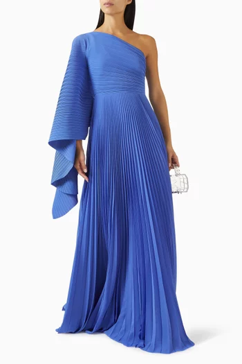 Maci One-shoulder Pleated Gown