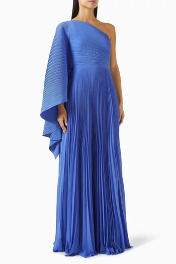 Maci One-shoulder Pleated Gown