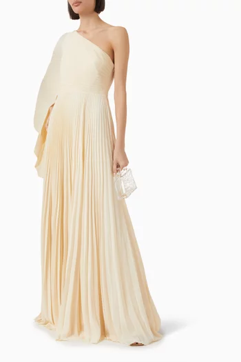 Maci One-shoulder Pleated Gown